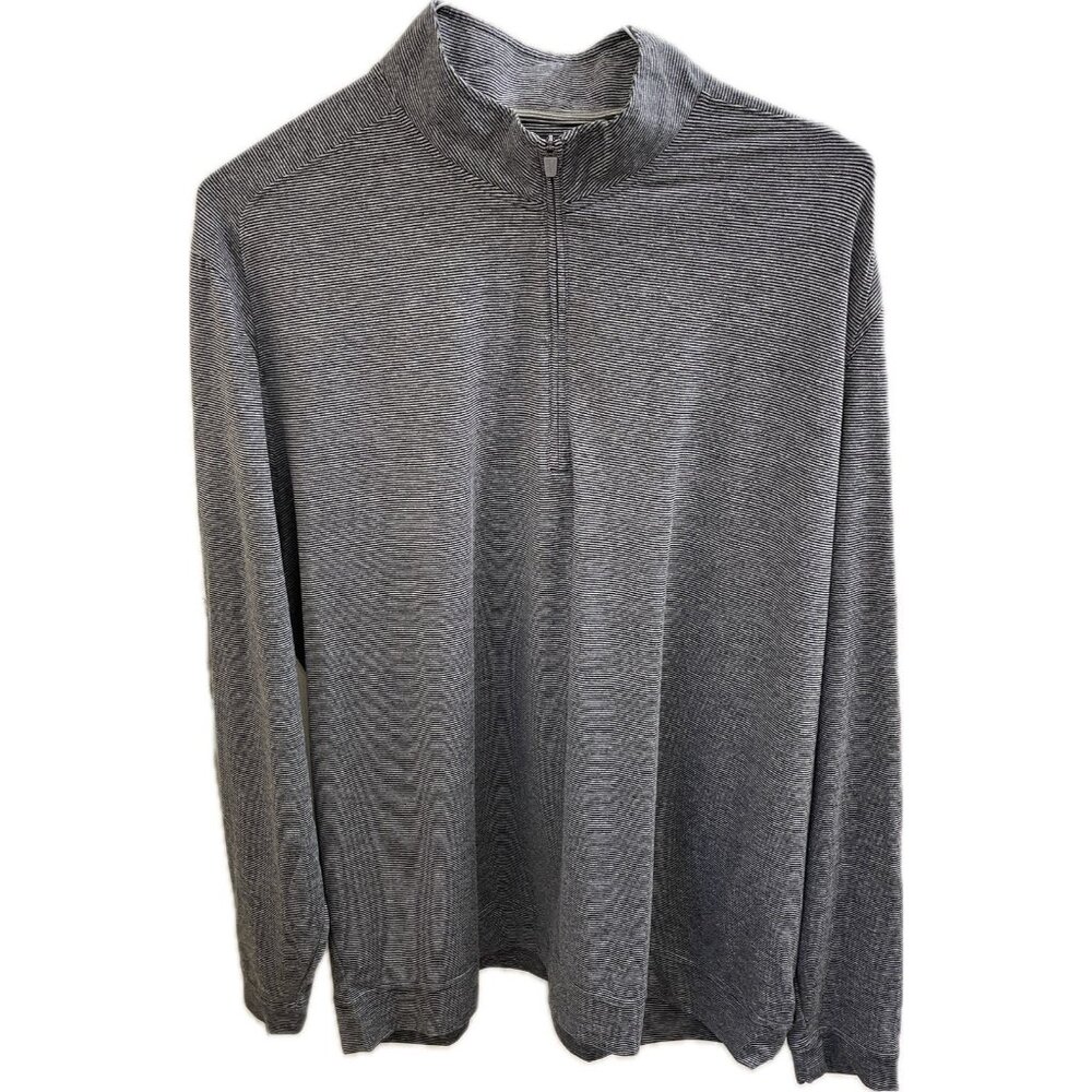 Johnnie-O Men’s 1/4 Zip Pullover 2XL Black Striped Delray Vaughn Shirt Golf